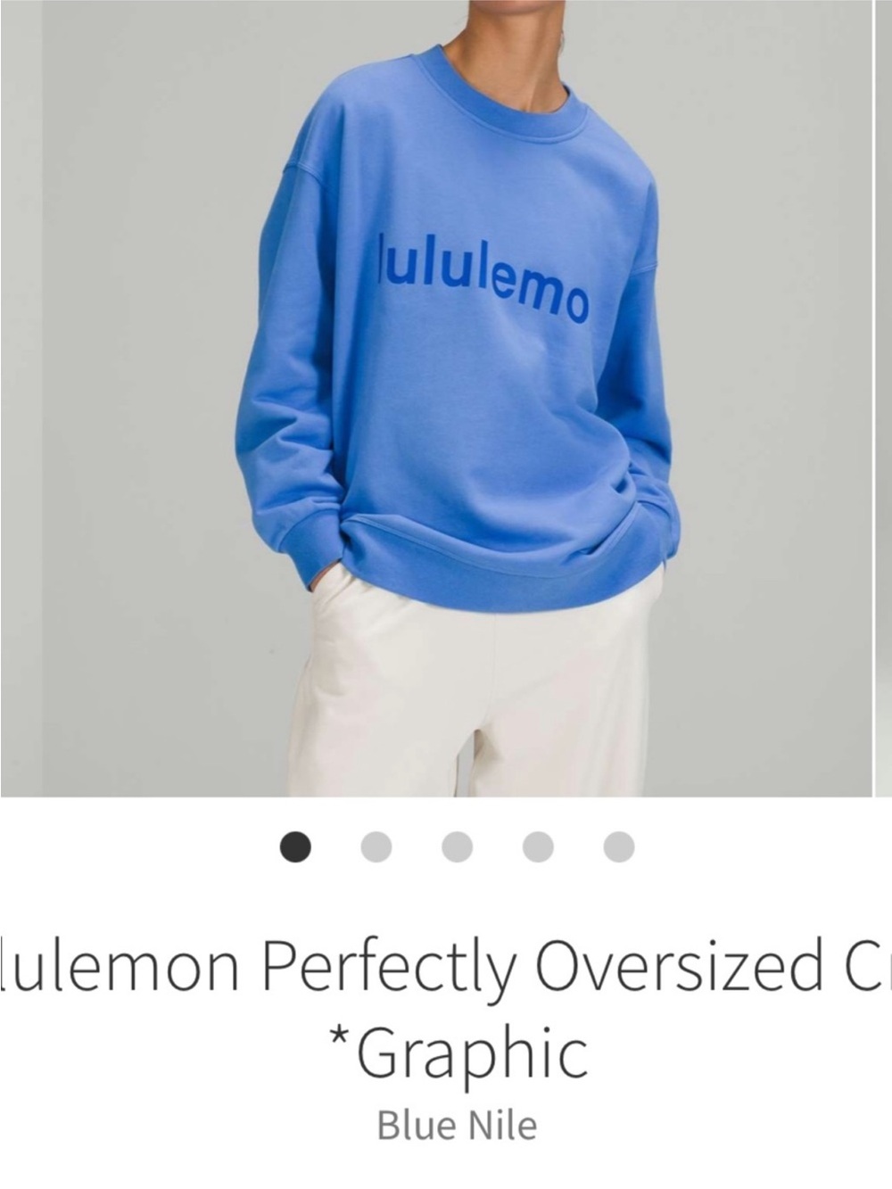 Lululemon Perfectly Oversized Crewneck Sweatshirt Graphic BLUE NILE Size 8 Rare
